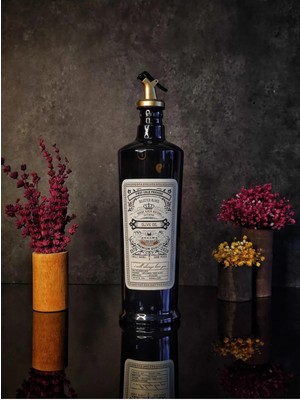 Khakma 750 ml Siyah Renkli Italyan Cam Yağdanlık Vintage Yağlık
