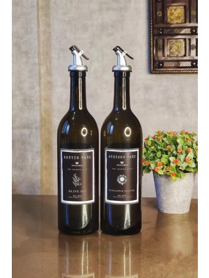 Khakma 2'li 750 ml Zeytinyağı Sıvıyağ Şişesi Yağdanlık Yağlık 750SSBLIZ