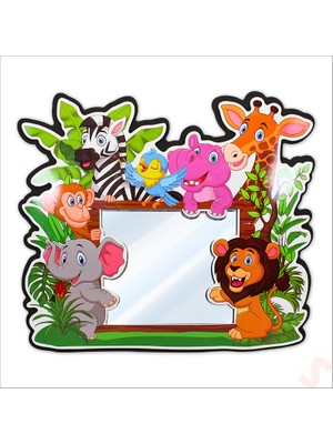 Süsle Bebek ve Parti Safari Sevimli Hayvanlar Aynalı Duvar Stickerı, 33CM x 30CM