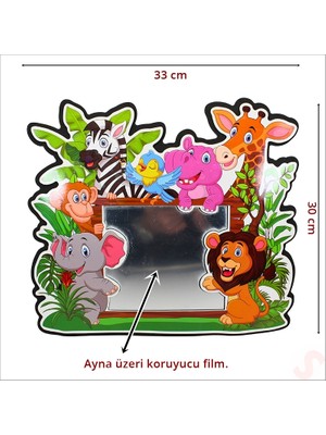 Süsle Bebek ve Parti Safari Sevimli Hayvanlar Aynalı Duvar Stickerı, 33CM x 30CM