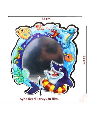 Süsle Bebek ve Parti Deniz Canlıları Aynalı Duvar Stickerı, 33CM x 33CM