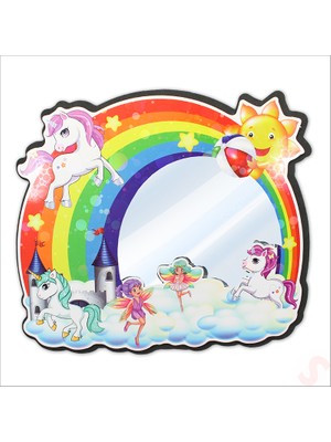 Süsle Bebek ve Parti Unicorn Aynalı Duvar Stickerı, 33CM x 30CM