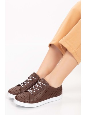 Gondol Kadın  Deri Günlük Rahat Ayakkabı GND.108 - Kahverengi - 36