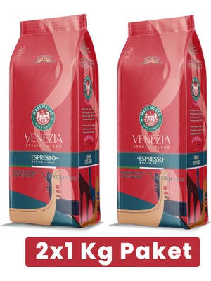 Mare Mosso Caffe ê Vendite Maremotso Venezia Blend 2X1 Kg Paket Çekirdek Kahve Yoğun Aroma ve Çikolata Lezzetiyle Taze