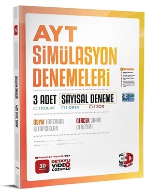 3D Yayınları AYT Sayısal Simülasyon 3 Deneme Sınavı Ciltli Kitap Üniversite Hazırlık