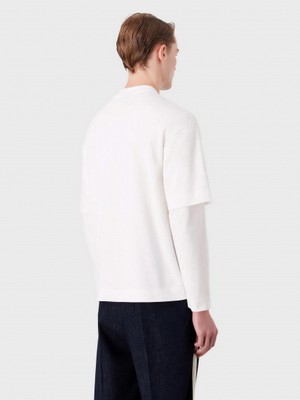 Emporio Armani Erkek Uzun Kollu Günlük Kullanım Normal Kesim Beyaz T-Shirt 6R1TBZ 1JWZZ-0101