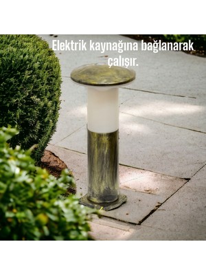 Full Reyon Antik Eskitme, 41 cm Mantar Aplik, E27 Duylu Bahçe, Duvar, Çim, Yürüyüş Yolu, Teras, Kamelya Armatür