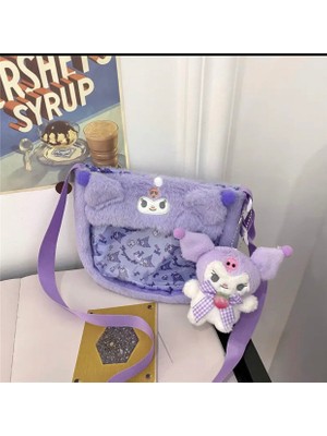 Syn İletişim Kuromi Kawai Sakura Y2K Sanrio Peluş Yarısı Şeffaf Anahtalık Çanta Süsü Askı Ayarlı (Yurtdışından Getirildi)