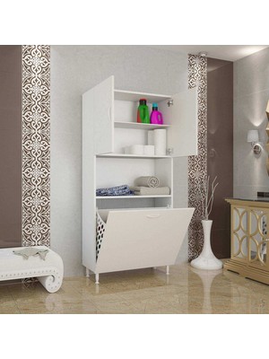 Modilayn Milano 75X165 cm Çif Göz Kirli Sepetli Çamaşır Dolabı