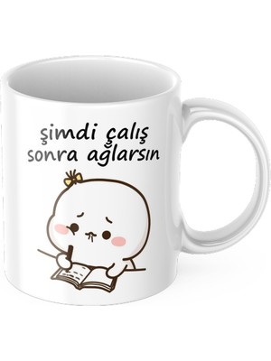 TakeTshirt Şimdi Çalış Sonra Ağlarsın Kupa Bardak Komik Yazılı Hediyelik Kahve Çay Kupası