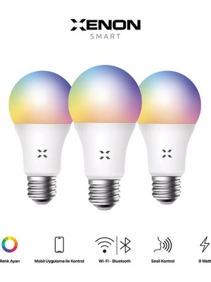 Xenon Smart Wi-Fi LED Akıllı RGB Ampul (3 adet)