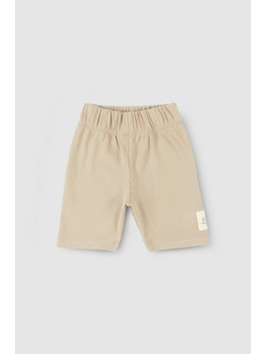 Little Gusto Kısa Fitilli Tayt  Bej Organik Pamuk