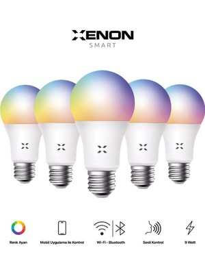 Xenon Smart Wi-Fi LED Akıllı RGB Ampul (5 adet)