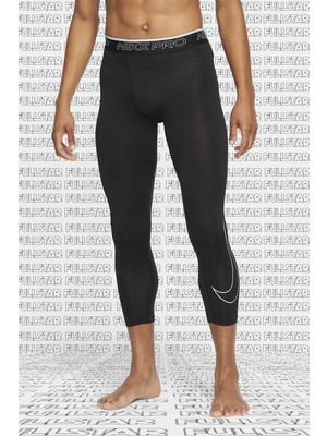 Nike Pro Dri Fit Mens 3/4 Leggings Black 3/4 Boy Erkek Antrenman Taytı Siyah