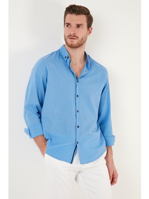 Buratti Regular Fit Düğmeli Yaka % 100 Pamuk Gömlek Erkek Gömlek CF20S111871