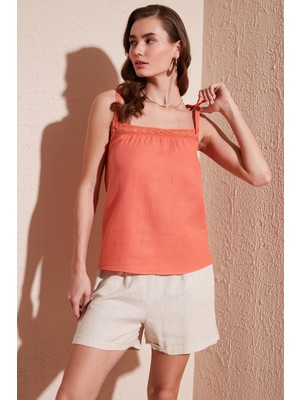 Lela Pamuklu Regular Fit Ip Askılı Bluz Kadın Bluz 611BZ0299