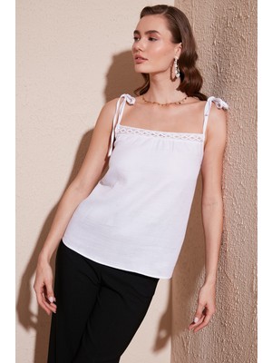 Lela Pamuklu Regular Fit Ip Askılı Bluz Kadın Bluz 611BZ0299