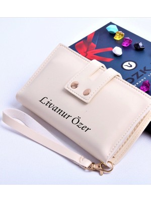 Ozka Leather Collection Krem Çift Çıtçıtlı Model Trend Kadın Cüzdanı - Anahtarlık Hediyeli !