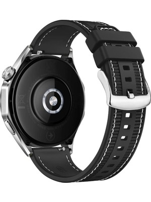 AktarMobile Huawei Watch Gt 3 / Gt3 Pro 46 mm Uyumlu Dokuma & Silikon Kordon Dikişli Örgü Kayış Metal Toka