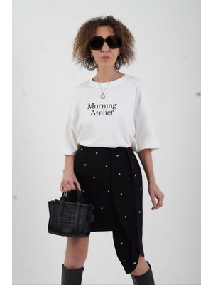 Zelish My Sister Ekru Morning Baskılı Oversize Tshirt