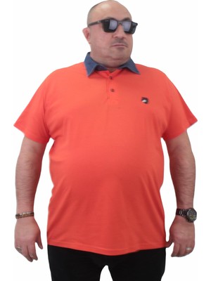 Moc Grande Mocgrande Büyük Beden Polo Kot Yaka T-Shirt 23420 Turuncu