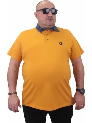 Moc Grande Mocgrande Büyük Beden Polo Kot Yaka T-Shirt 23420 Hardal