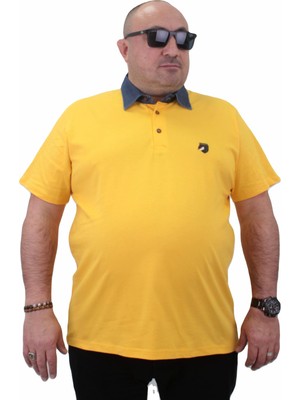 Moc Grande Mocgrande Büyük Beden Polo Kot Yaka T-Shirt 23420 Sarı
