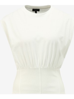 Fabrika Bisiklet Yaka Düz Kırık Beyaz Kadın T-Shirt F4SL-TST0495