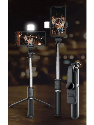 Asfal LED Işıklı Bluetooth Kumandalı Selfie Çubuğu Katlanabilir Taşınabilir 100 cm Tripod