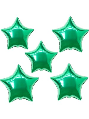 Organizasyon Pazarı 18 inç Yeşil Renk 5 Adet Yıldız Şekilli Folyo Balon