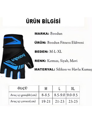 Boodun Profesyonel Fitness Ağırlık Eldiveni Siyah