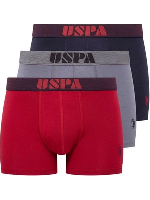 U.S. Polo Assn. 80521 Erkek Pamuklu 3'lü Boxer-Bordo&lacivert&antrasit