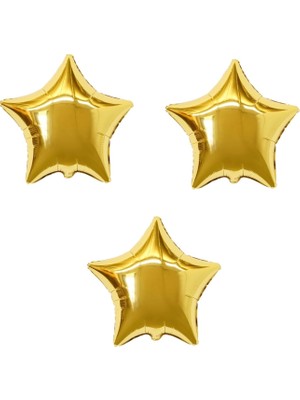 Organizasyon Pazarı 18 inç Gold Renk 3 Adet Yıldız Şekilli Folyo Balon