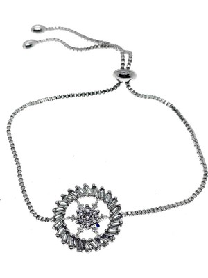 X-lady Accessories Gümüş Renk Yuvarlak Baget Taşlı Asansör Zirkon Bileklik - 2708