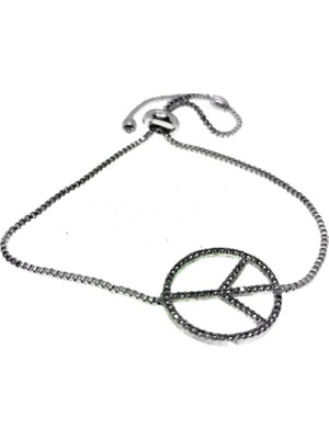 X-lady Accessories Gümüş Renk Evrensel Barış  Asansör Zirkon Bileklik - 2709