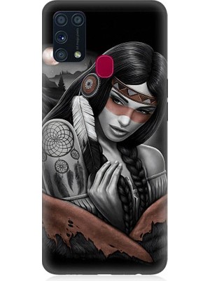 Teknomeg Samsung Galaxy M31 Uyumlu Kızılldereli Kız Dreamcatcher Desenli Silikon Kılıf