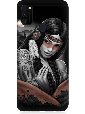 Teknomeg Samsung Galaxy M30S Uyumlu Kızılldereli Kız Dreamcatcher Desenli Silikon Kılıf