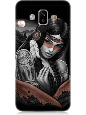Teknomeg Samsung Galaxy J7 Duo Uyumlu Kızılldereli Kız Dreamcatcher Desenli Silikon Kılıf