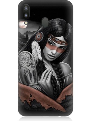 Teknomeg Samsung Galaxy M20 Uyumlu Kızılldereli Kız Dreamcatcher Desenli Silikon Kılıf