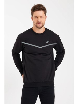 Outlet Bul Outletbul Erkek Dalgıç Dri Fit Kumaş Bisiklet Yaka Slimfit Sweatshirt