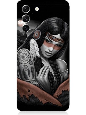 Teknomeg Samsung Galaxy S21 Fun Edition Uyumlu Kızılldereli Kız Dreamcatcher Desenli Silikon Kılıf