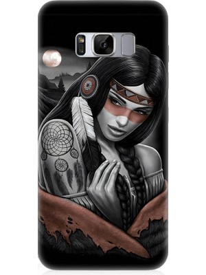 Teknomeg Samsung Galaxy S8 Uyumlu Kızılldereli Kız Dreamcatcher Desenli Silikon Kılıf