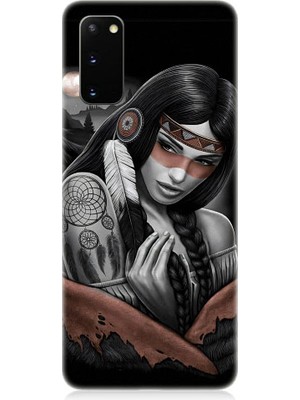 Teknomeg Samsung Galaxy S20 Uyumlu Kızılldereli Kız Dreamcatcher Desenli Silikon Kılıf