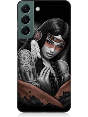 Teknomeg Samsung Galaxy S22 Uyumlu Kızılldereli Kız Dreamcatcher Desenli Silikon Kılıf
