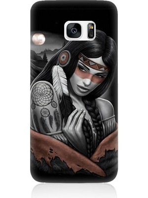 Teknomeg Samsung Galaxy S7 Edge Uyumlu Kızılldereli Kız Dreamcatcher Desenli Silikon Kılıf