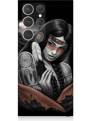 Teknomeg Samsung Galaxy S23 Ultra Uyumlu Kızılldereli Kız Dreamcatcher Desenli Silikon Kılıf