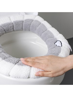 DouranShop No.8 Tarzı Ev Sıcak Yumuşak Kalınlaşmak Klozet Kapağı Isıtıcı Closestool Mat Banyo Klozet Kapağı Evrensel Peluş Tuvalet Minderi (Yurt Dışından)