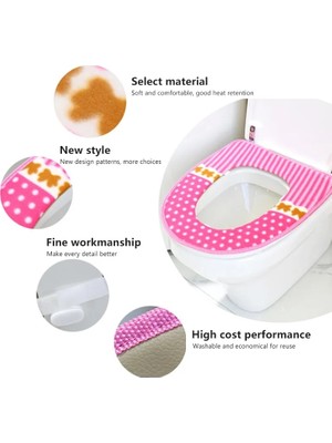 DouranShop Kırmızı Stil 1 Adet Yıkanabilir Kış Sıcak Klozet Kapağı Closestool Mat Banyo Aksesuarları Örgü Saf Renk Yumuşak O-Şekilli Ped Klozet (Yurt Dışından)