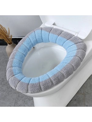 DouranShop No.7 Tarzı Kış Sıcak Klozet Kapağı Yıkanabilir Banyo Tuvalet Pedi Yastık Saplı Kalın Yumuşak Mat Örgü Isıtıcı Closestool Mat (Yurt Dışından)