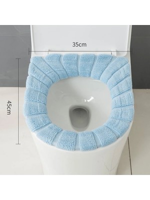 DouranShop Yeşil Stil Örme Yumuşak Klozet Minderi Saplı Kalınlaşmış Banyo Tuvalet Minderi Yıkanabilir Tuvalet Tuvalet Aksesuarları (Yurt Dışından)